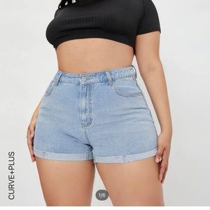 High waisted denim shorts